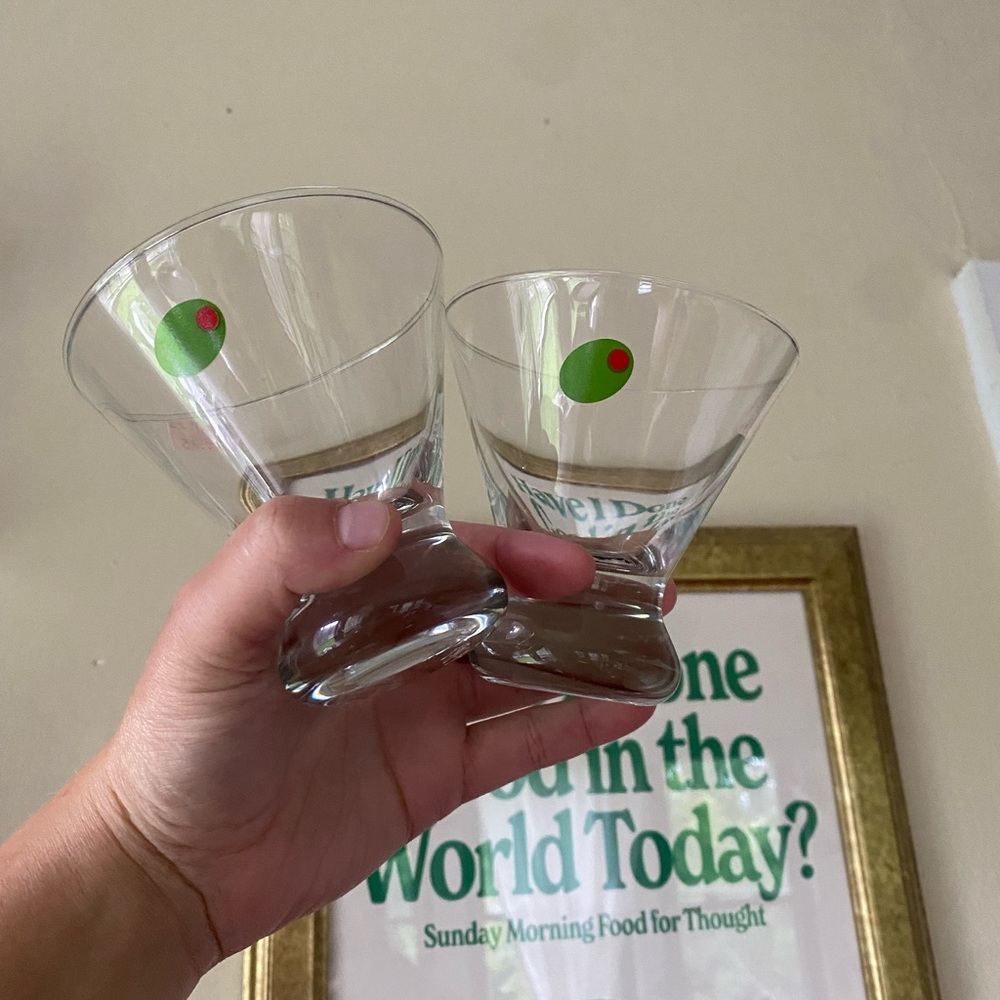 Vintage Dirty Martini Stemless Glasses